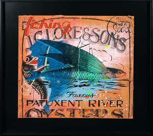 Suzanne van Soest - Zeefdruk, Flying fish - Ingelijst verkocht voor € 1!