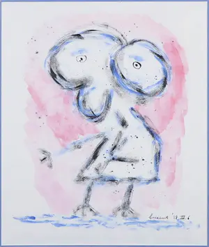 Lucebert - Inkt en aquarel op papier, Zonder titel - Ingelijst kopen? Bied vanaf 450!