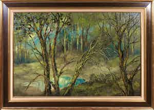 Thijs Mauve - Olieverf op doek, Vennetje op Wekeroms zand - Ingelijst verkocht voor € 150!