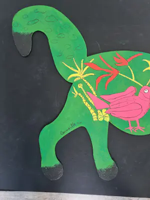 Corneille - Metalen sculptuur Groene kat met vogel / Chat Vert Avec Oiseau kopen? Bied vanaf 525!