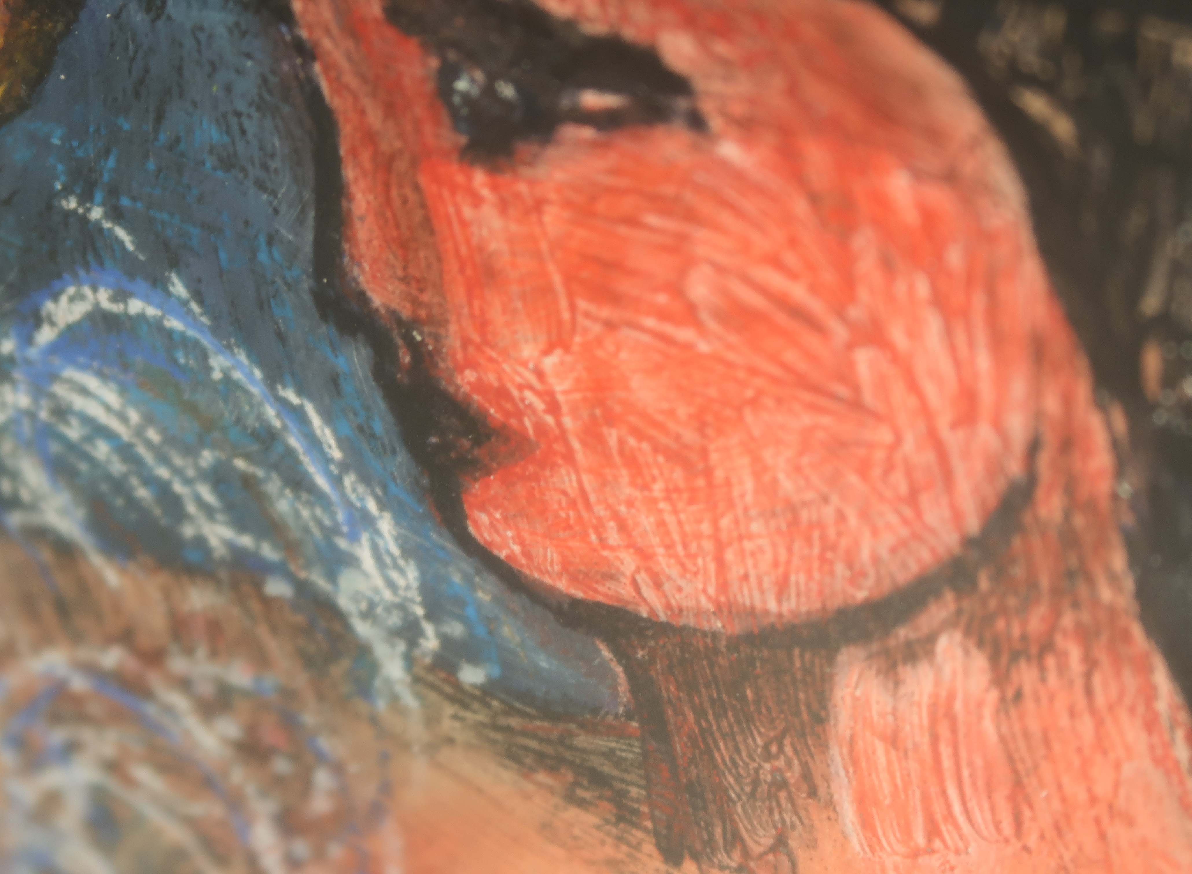 Niet of onleesbaar gesigneerd - Acryl en pastelkrijt, Zonder titel - Ingelijst kopen? Bied vanaf 1!