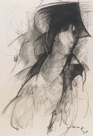 Dana Andreev - Houtskool, Geabstraheerd portret kopen? Bied vanaf 100!