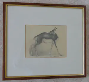 Jan Bezemer - GAZELLE / ZW-W LITHO / 35x39cm / KADER / SIG kopen? Bied vanaf 35!