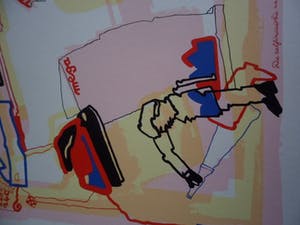 Huibert van Dorp - Zeefdruk, "Magnetische Flux". kopen? Bied vanaf 35!