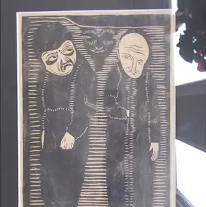 Samuel Jessurun de Mesquita - houtsnede, twee mannen kopen? Bied vanaf 120!