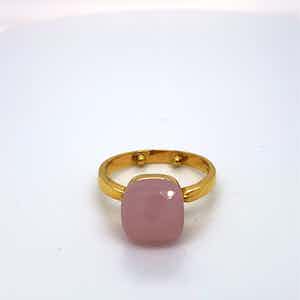 18kt gouden ring+rozenkwarts, maat 54,17,25, 5,58 gr verkocht voor € 300!