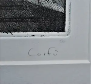 Wim Bettenhausen - Corfu - kleurets - aankoop Galerie Petit - zuurvrije inlijsting - incl boek - kopen? Bied vanaf 80!