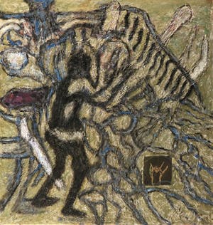 Pieter Haan - Acryl en collage op doek, Zonder titel - Ingelijst kopen? Bied vanaf 1!