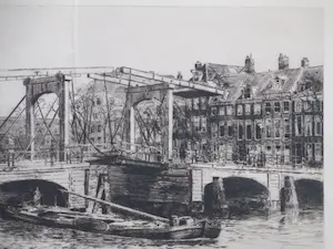 Salomon Garf - De Magere Brug te Amsterdam - Ets kopen? Bied vanaf 1!