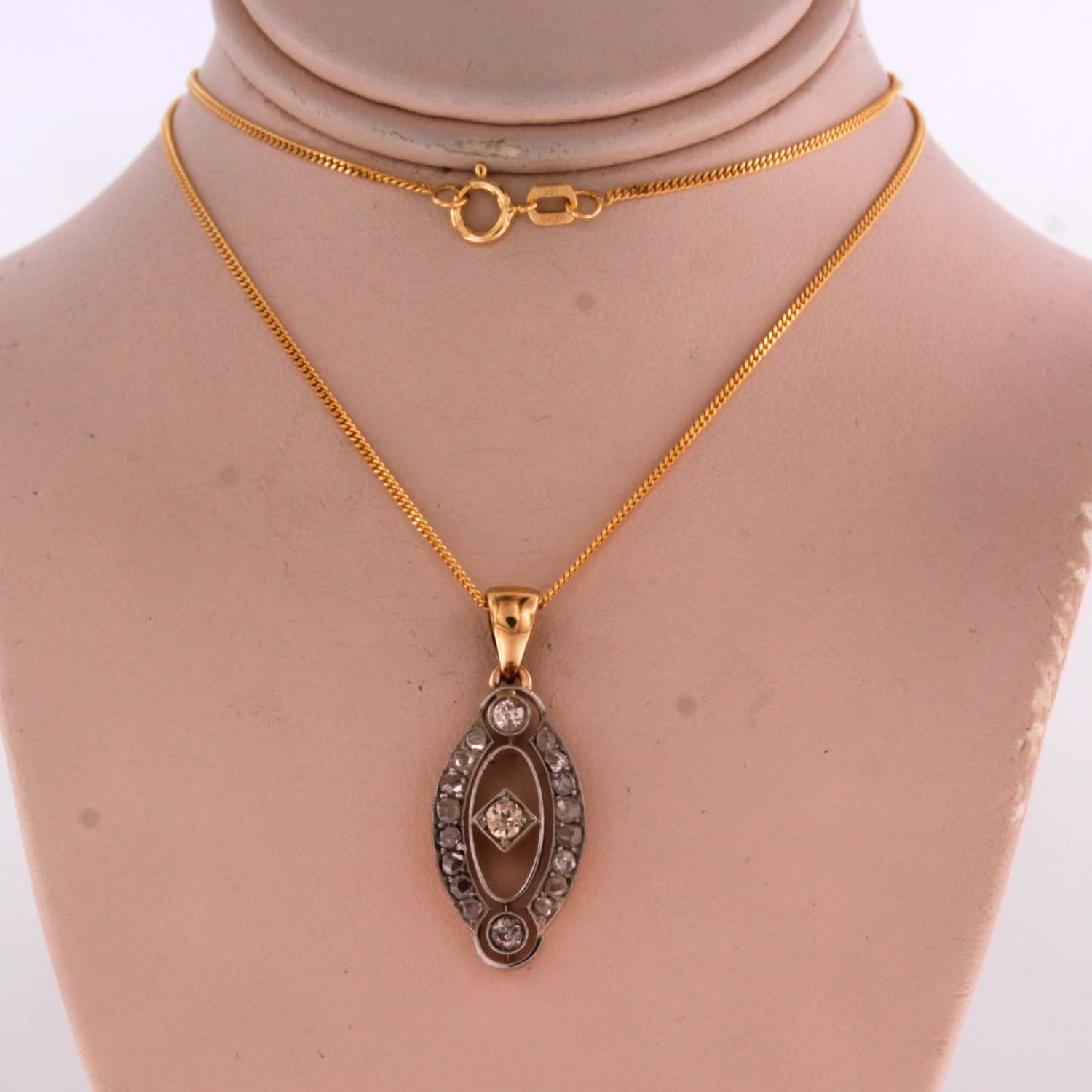 Want To Buy 14k Gouden Collier Met Goud Met Platina Hanger Met Diamant