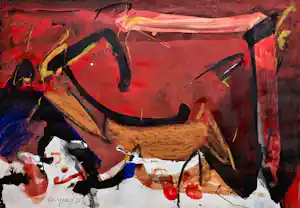 Theo Kuijpers - Abstracte compositie, gemengde techniek op papier (ingelijst, groot) verkauft für € 395!