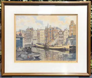 Hendrikus Roodenburg - Damrak Amsterdam, aquatint ets (ingelijst) kopen? Bied vanaf 75!