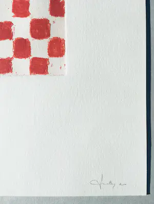 JCJ VANDERHEYDEN - handgesigneerde ets - 'Red checkerboard' - 2011 kopen? Bied vanaf 395!
