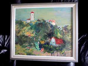 Helen Sieger - Duinlandschap met huisjes en kerk verkocht voor € 125!