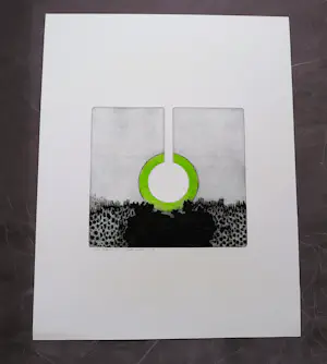 Peter Oosterbos - in kleine oplage gemaakte Ets & aquatint "groene Sirkel" - 1975 - gesigneerd kopen? Bied vanaf 38!