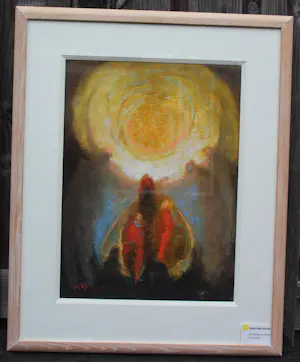 Han Mes - Ingelijste olieverf op papier: Varen naar het licht kopen? Bied vanaf 295!