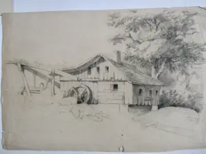 Niet of onleesbaar gesigneerd - 10 Tekeningen Landschap diverse kunstenaars kopen? Bied vanaf 1!