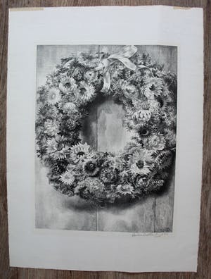 Aart van Dobbenburgh - Litho: bloemenkrans - 1952 kopen? Bied vanaf 35!