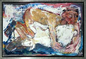 Martin van Wordragen - Olieverf op doek, Schapenvanger - Ingelijst (Groot) verkocht voor € 400!