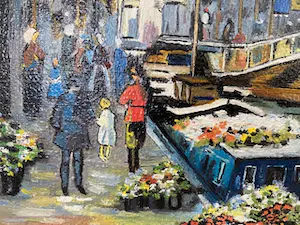 Niet of onleesbaar gesigneerd - bloemenverkoope aan de gracht kopen? Bied vanaf 1!