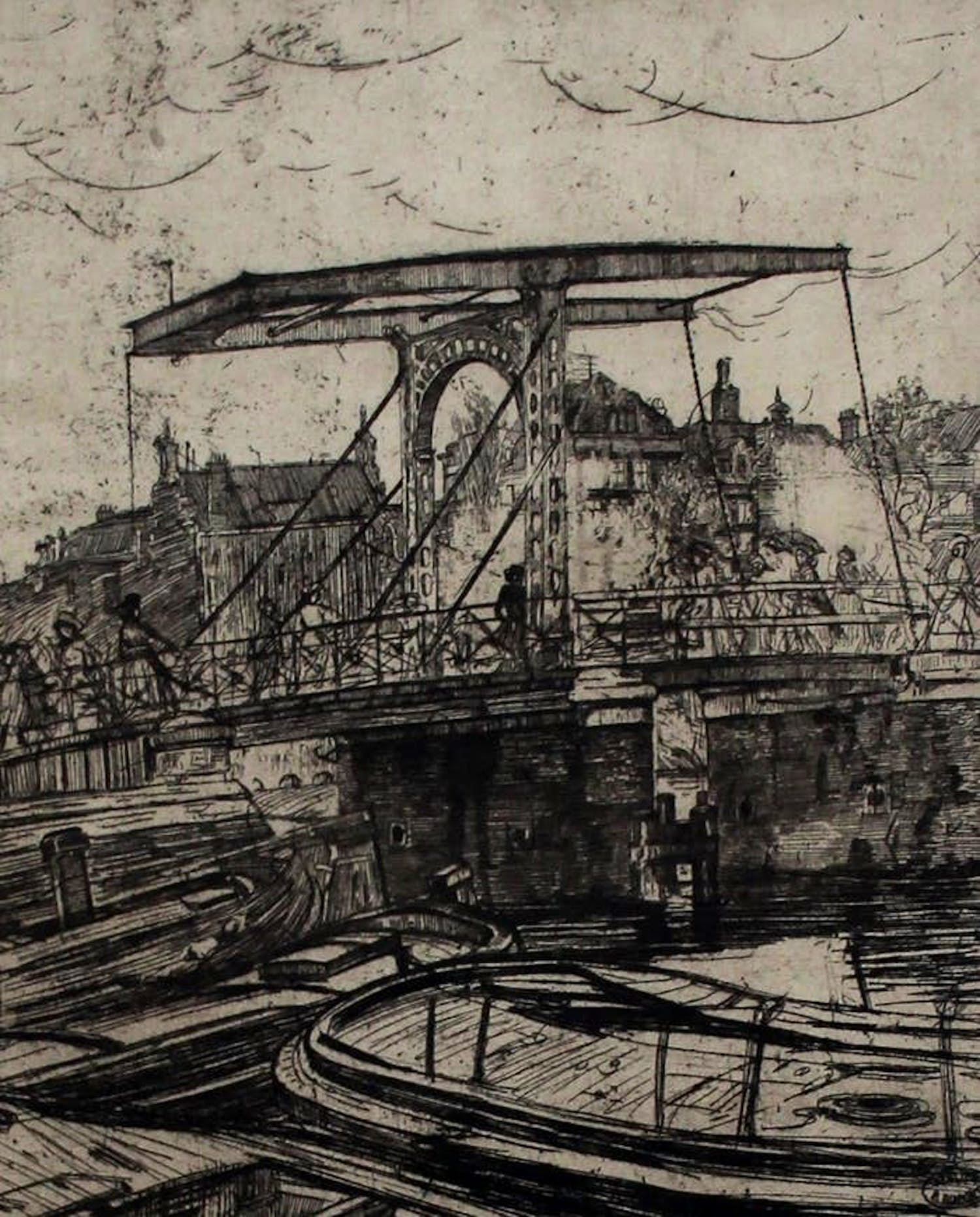 Pieter Dupont - Ets: Ophaalbrug Amsterdam - 1894 kopen? Bied vanaf 125!