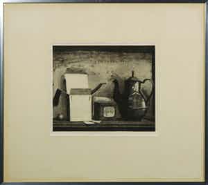 Herman Berserik - Ets, Stilleven met open doosje - Ingelijst verkocht voor € 60!
