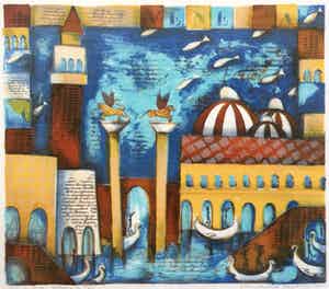 Marianne Aulman - Citta Magica I | Kleuren zeefdruk 11/25 - ingelijst verkocht voor € 55!