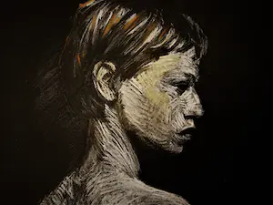 Niet of onleesbaar gesigneerd - Groot & Intrigerend Pastel portret halfnaakte jongen - in dure lijst! kopen? Bied vanaf 1!