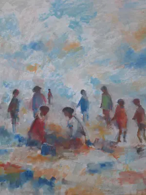 Jelle Hoogstra - Vrolijk strand tafereel kopen? Bied vanaf 79!