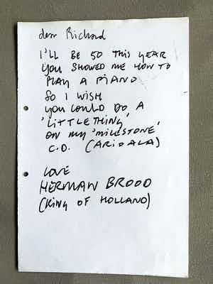 Herman Brood - Brief aan Little Richard verkocht voor € 200!