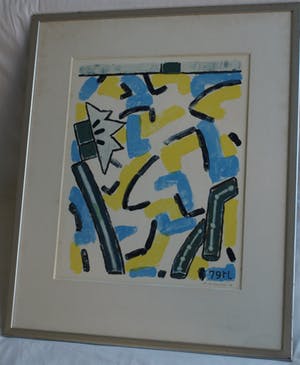 Reinier Lucassen - Ingelijste litho , “Blauw en geel” – 79 x 66 cm – 1979 kopen? Bied vanaf 1!