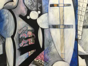 Eva van der Vaart - van Steenbergen - figuratief olieverfschilderij in houten lijst (Groot!) kopen? Bied vanaf 135!