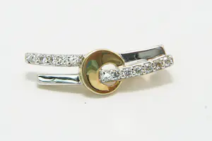 52- Chique14Krt bi-color gouden hanger met geometrische vormgeving kopen? Bied vanaf 50!