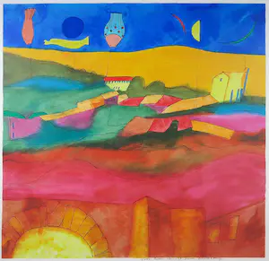 Susan Schildkamp - Zeefdruk, La campagna - Ingelijst (Groot) kopen? Bied vanaf 40!