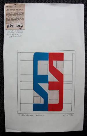 Siep van den Berg - collage + krantenknipsel: 2 die elkaar zoeken - 1984 (gesigneerd!) kopen? Bied vanaf 59!