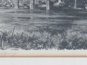 Dirk van Gelder - Plasgezicht met roeiboot in bos - Gravure kopen? Bied vanaf 55!