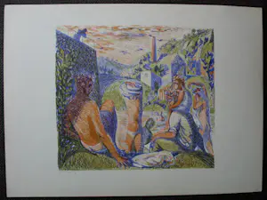 Nicolaas Wijnberg - Kleurenlitho: Badende mythische figuren - 1947 kopen? Bied vanaf 49!