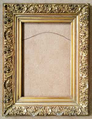 19e eeuwse lijst, verguld en gesculpteerd hout en gips verkocht voor € 1!