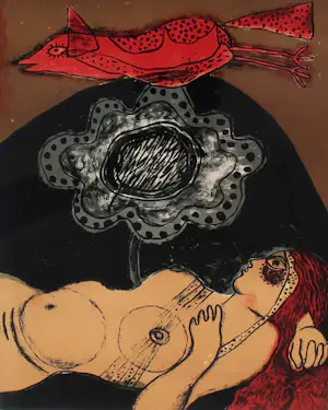 Corneille - Ingelijste litho:La grande fleur - 1974 kaufen? Bieten Sie von 399!