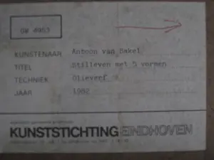 Antoon van Bakel - Groot verstild olieverf op papier "Stilleven met 5 vormen" 1982 kopen? Bied vanaf 57!