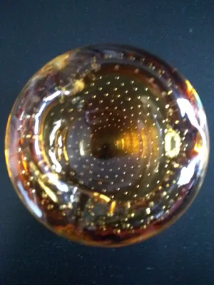 Niet of onleesbaar gesigneerd - Amberkleurige spijkerglas vintage asbak kopen? Bied vanaf 1!