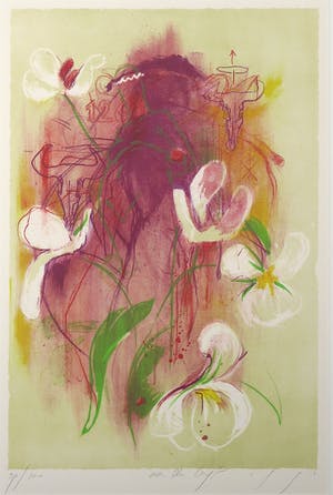 Henny van der Vegt - Litho, Bloemen - Ingelijst kopen? Bied vanaf 20!