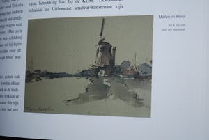 Toon Koster - aquarel .Molen langs vaart. van kunsthandel Roelofs - incl kunstboek werk&leven kopen? Bied vanaf 50!