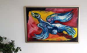 Martin van Wordragen - Een van zijn betere werken, mooi kleurenspel EN GROOT! verkocht voor € 295!