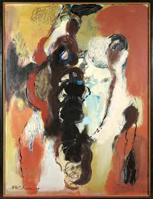 Bert Braam - Acryl op paneel, Zonder titel - Ingelijst verkocht voor € 1!