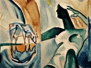 Ben Griepink - Amsterdam 1931 - Surrealistische Aquarel - gesigneerd kopen? Bied vanaf 20!