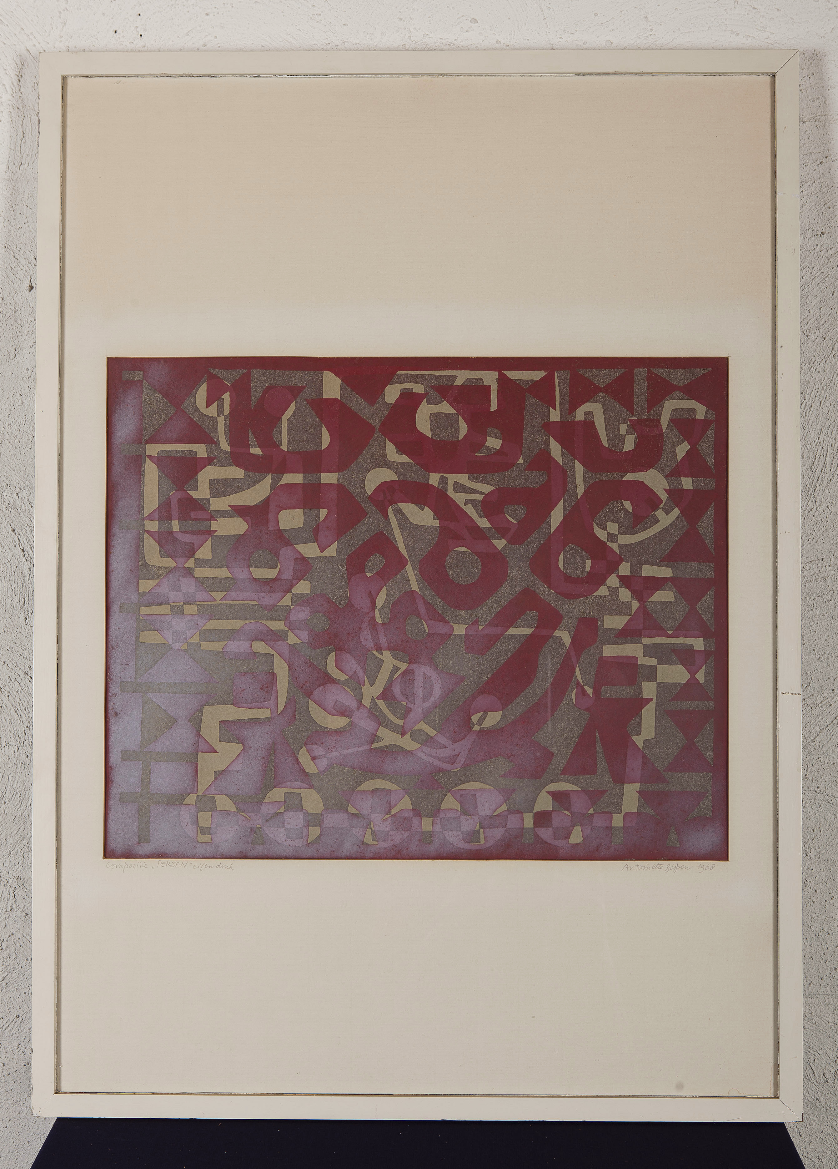 Antoinette Gispen - Compositie Persan - Monotype op papier - gesigneerd - BKR Amsterdam kopen? Bied vanaf 10!