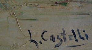 Niet of onleesbaar gesigneerd - Olieverf op doek , Oriëntaalse voorstelling – ingelijst & gesigneerd – ca 1950? kopen? Bied vanaf 1!