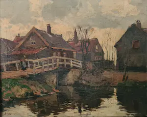 Ben Viegers - Dorpsgezicht met bruggetje kopen? Bied vanaf 450!