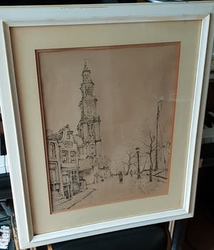Willem Knip - Straatje met kerktoren kopen? Bied vanaf 75!